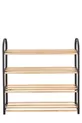Meuble à chaussures midi à 4 compartiments avec barres en bois, capacité de 8 paires de chaussures, unité étagère de qualité 1ère classe