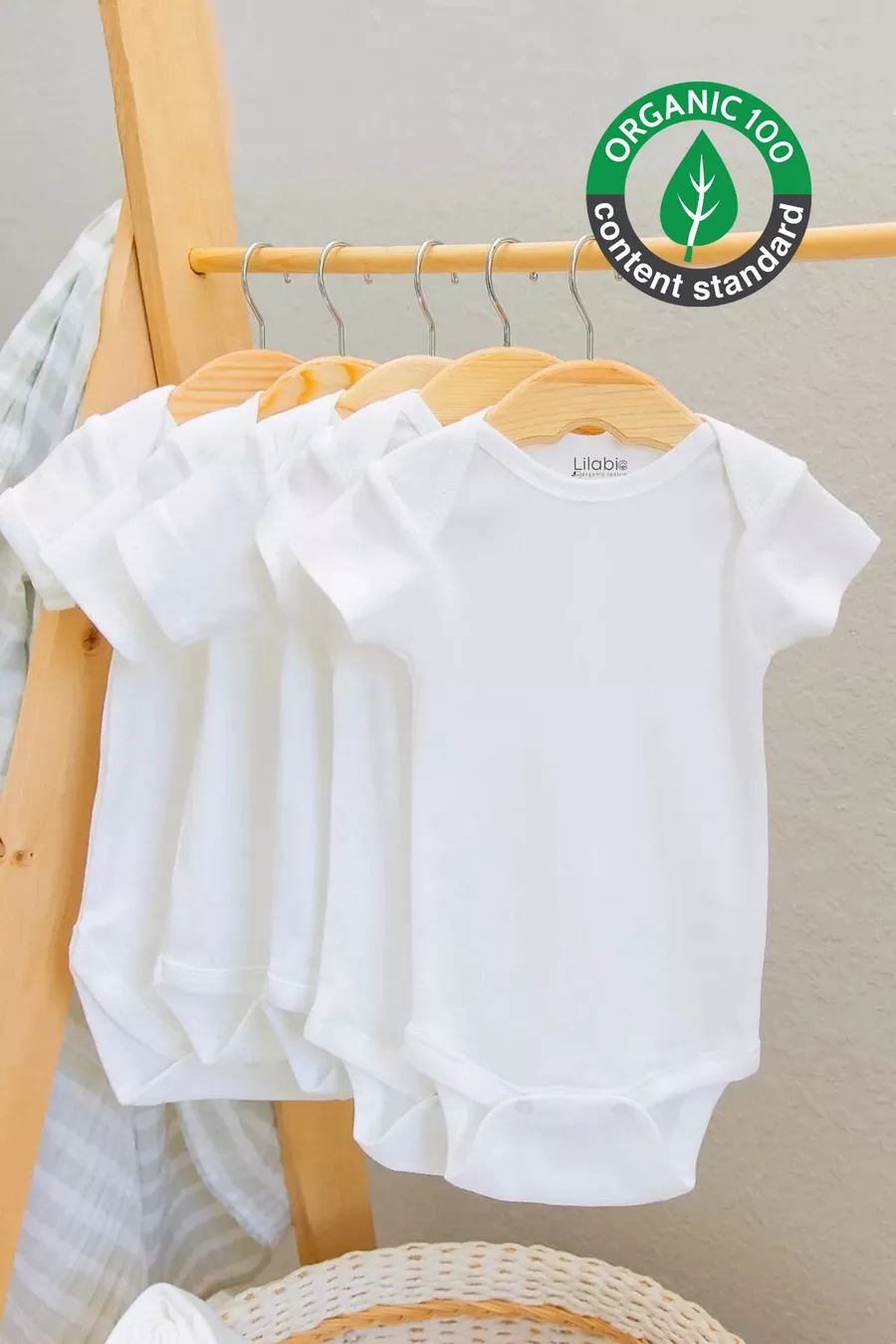 Body pour bébé à manches courtes blanc % coton biologique, lot de 5