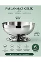 Set de 6 Bols de Présentation en Acier Inoxydable avec Pied de 8 cm | Pour Confiture, Sauce, Fruits Secs, Petit Déjeuner, Mezze, Cornichons, Présentation, Cadeau