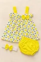 Ensemble pour bébé fille jaune avec imprimé mandarine