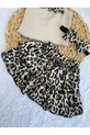ENSEMBLE DE 4 PIÈCES POUR FILLE : JUPE À VOLANTS IMPRIMÉ LÉOPARD, BLOUSE, BANDEAU ET CHAUSSETTES