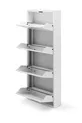 Meuble à chaussures en métal à 4 compartiments avec serrure - blanc -