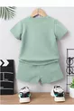 Ensemble d'été 2 pièces en tissu gaufré en coton avec détails de poche