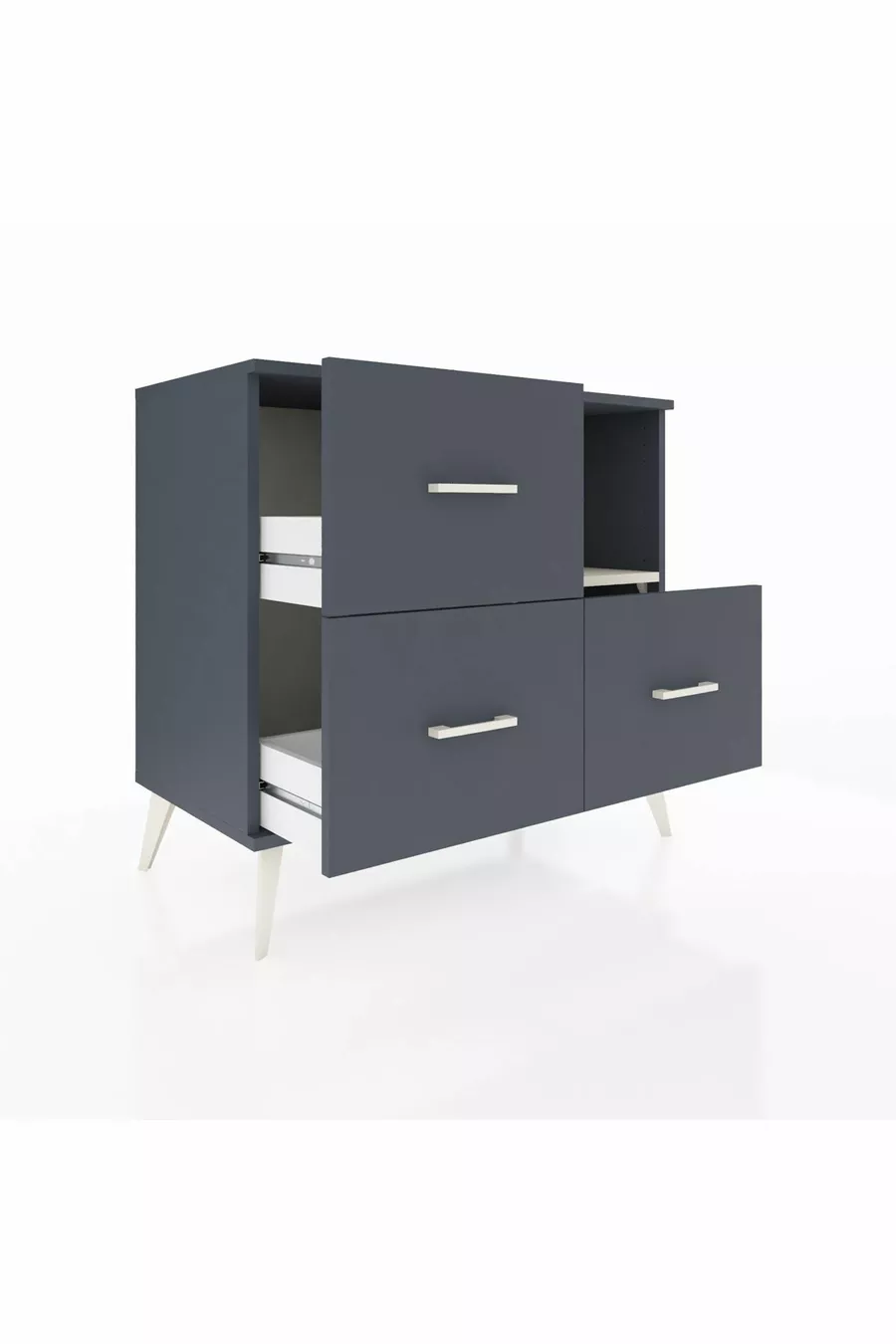 Commode Hyperion à une étagère et 3 tiroirs Anthracite-Sable/Anthracite