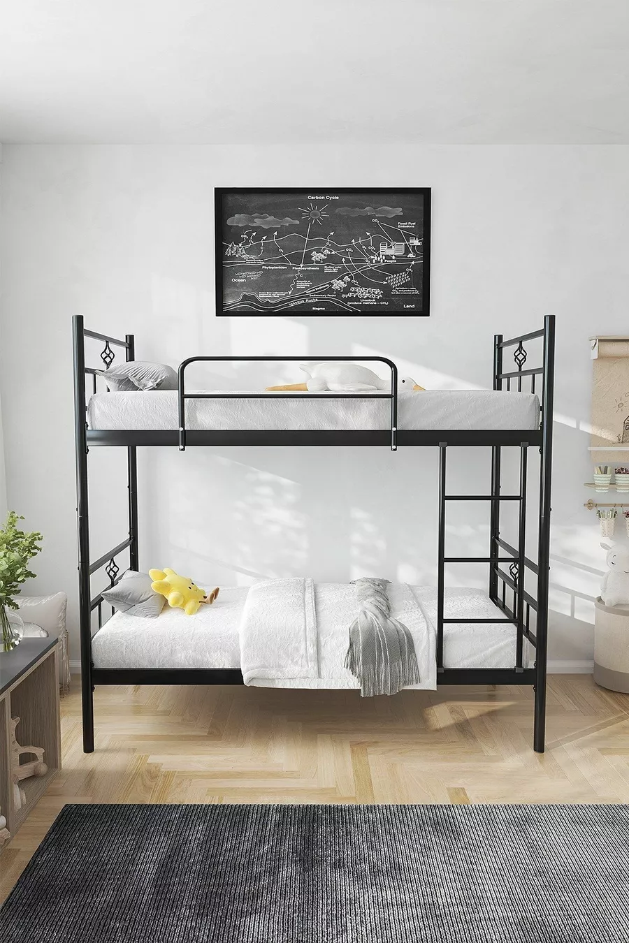 Koza Ranza Lits Superposés en Métal Noir Compatibles avec Matelas, Séparables