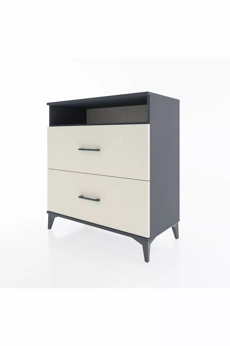 Commode Hyperion à une étagère et 2 tiroirs Anthracite-Pierre de Lune