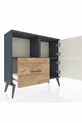 Commode Arges à 2 étagères, 1 tiroir, 2 portes, Anthracite-Pierre de Lune/Pin