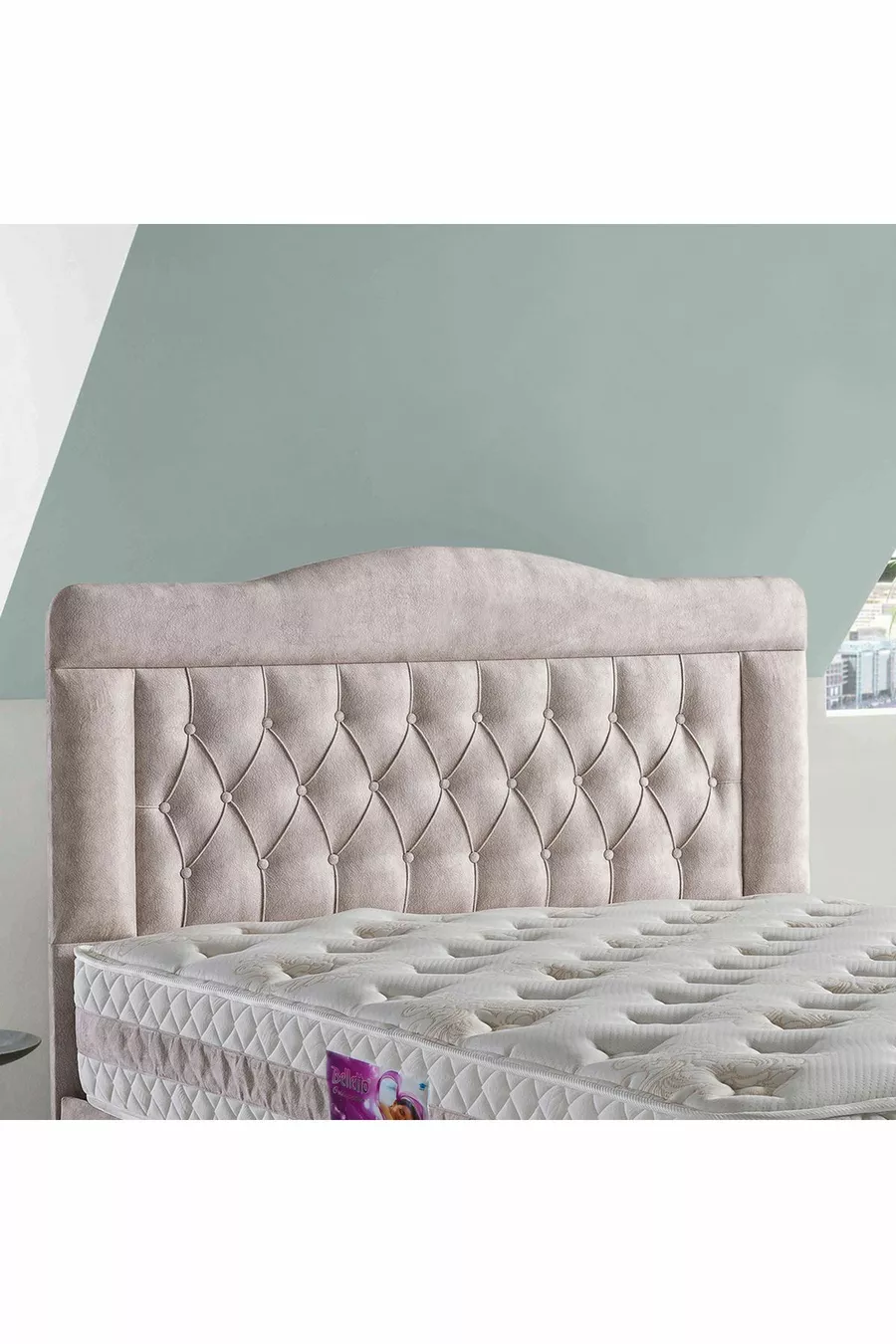 Tête de lit double Vogue Luxe en tissu crème cm