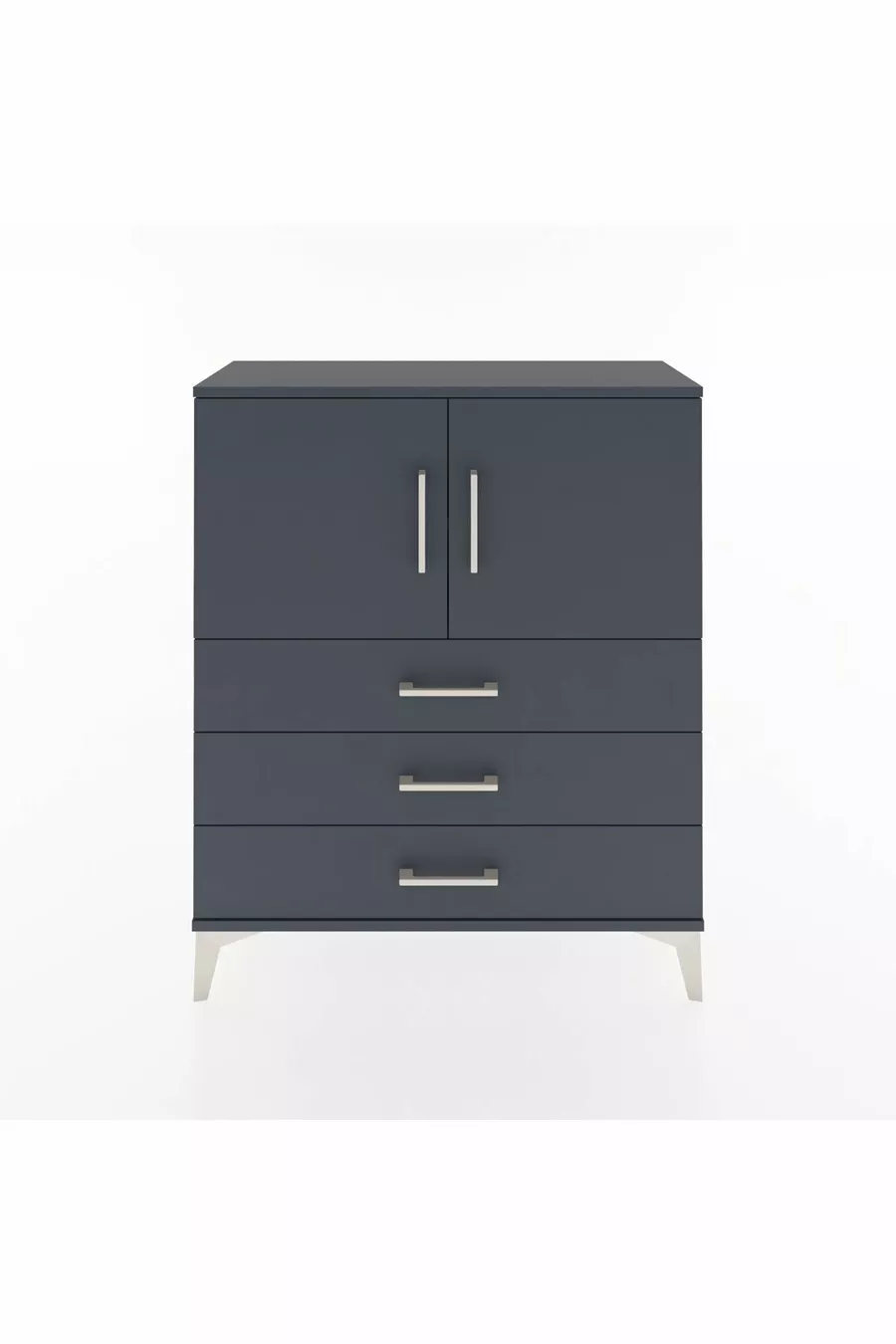 Commode Arges avec 2 étagères, 3 tiroirs et 2 portes, Anthracite-Anthracite