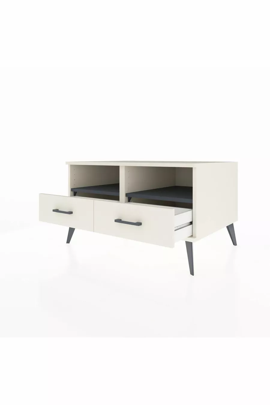 Commode Kronos 2 étagères 2 tiroirs Pierre de Lune-Anthracite/Pierre de Lune