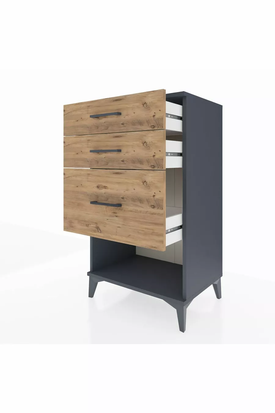 Commode Hyperion 3 tiroirs Anthracite-Cèdre