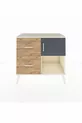 Commode Hyperion avec une seule étagère, 2 tiroirs et une porte, Pierre de Lune-Anthracite/Pin
