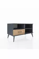 Commode Hyperion 2 étagères avec un tiroir Anthracite-Anthracite/Merisiers
