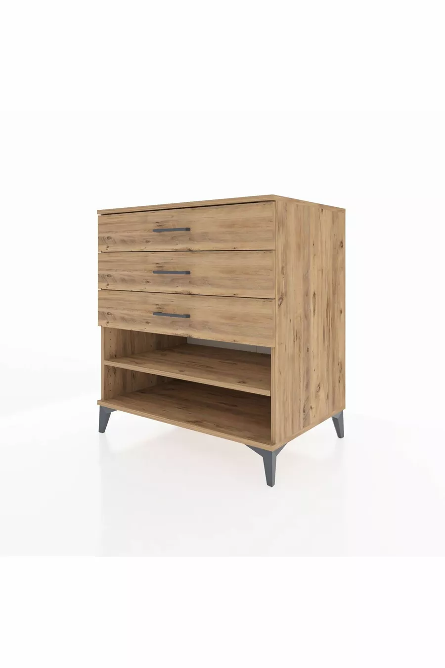 Commode Kronos à une étagère et 3 tiroirs en pin-pin