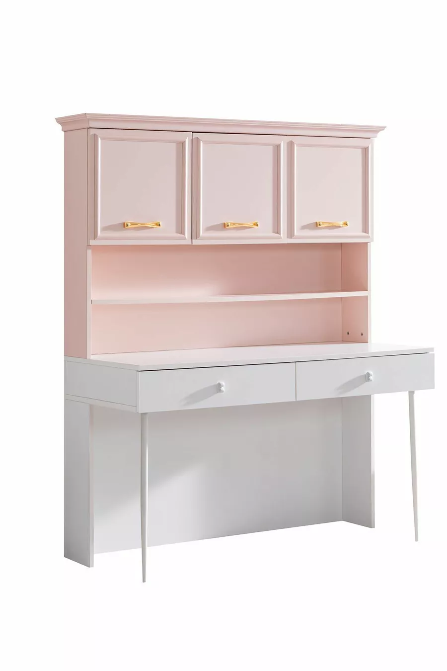 Chambre d'enfant Rosa - Armoire 3 portes, Lit, Table de chevet, Bureau, Commode, Bibliothèque