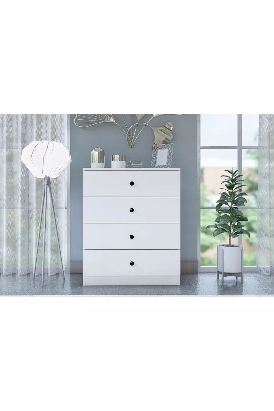 COMMODE ALMİNA, 4 TIROIRS, BLANCHE
