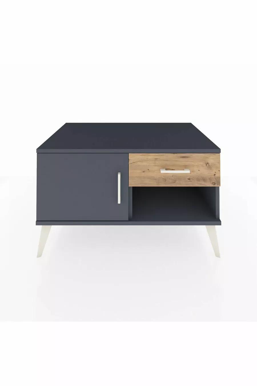 Commode Kronos avec une seule étagère, un tiroir et une porte, Anthracite-Anthracite/Pin