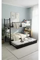 Lit superposé moderne avec étoiles, compatible avec lit, pour 3 personnes, lit superposé en métal noir
