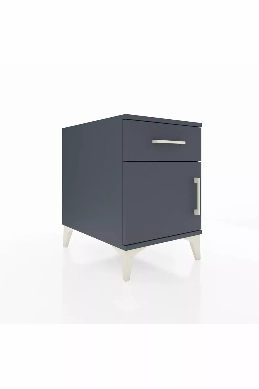 Table de chevet Kronos avec une étagère, un tiroir et une porte, Anthracite-Anthracite