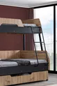 Lit superposé, Lit superposé Alba avec large tiroir, cm - cm - Noyer-Anthracite + 2 matelas confort