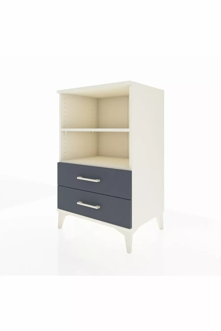 Commode Hyperion 2 étagères 2 tiroirs Aigue-marine-Anthracite