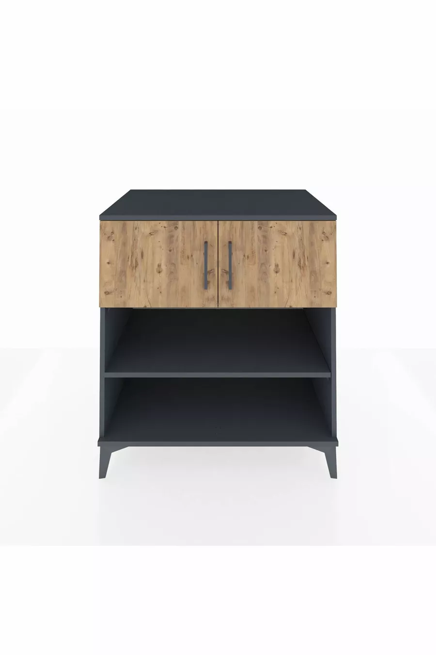 Commode Kronos 3 étagères 2 portes Anthracite-Sapin