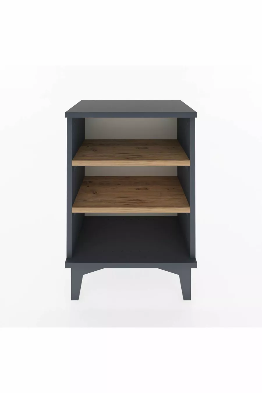 Chevet Arges à 2 étagères Anthracite-Bois de pin