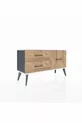 Commode Arges 3 étagères Anthracite-Pierre d'ardoise / Pin
