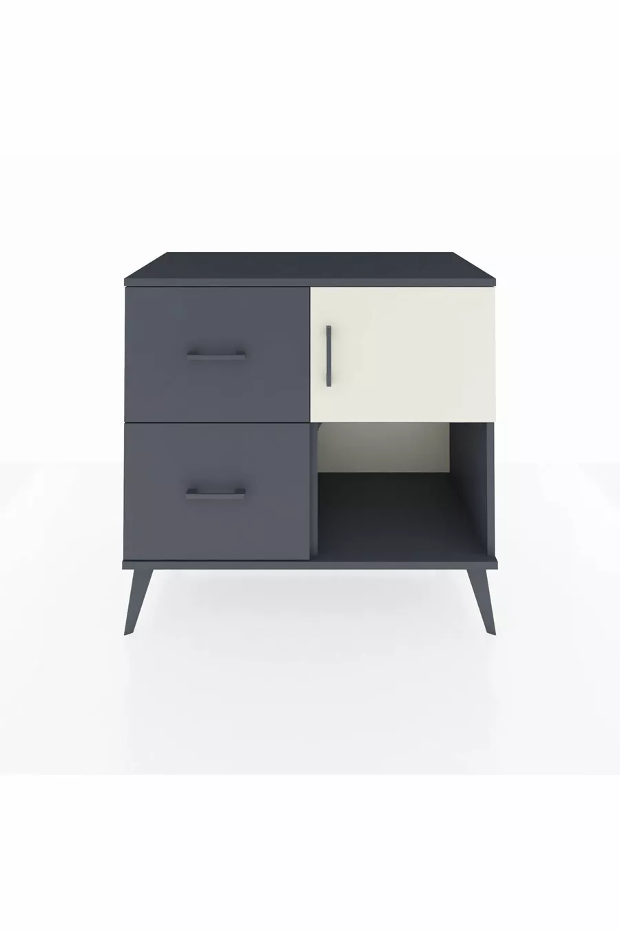 Commode Hyperion à une étagère, 2 tiroirs et une porte, Anthracite-Pierre de lune/Anthracite