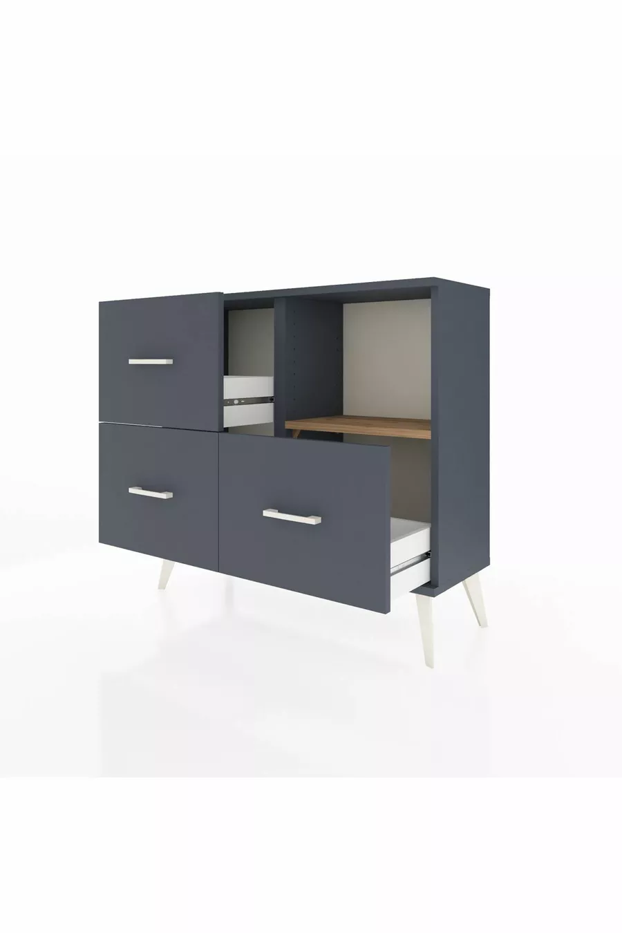Commode Arges à une étagère et 3 tiroirs Anthracite-Sapin/Anthracite