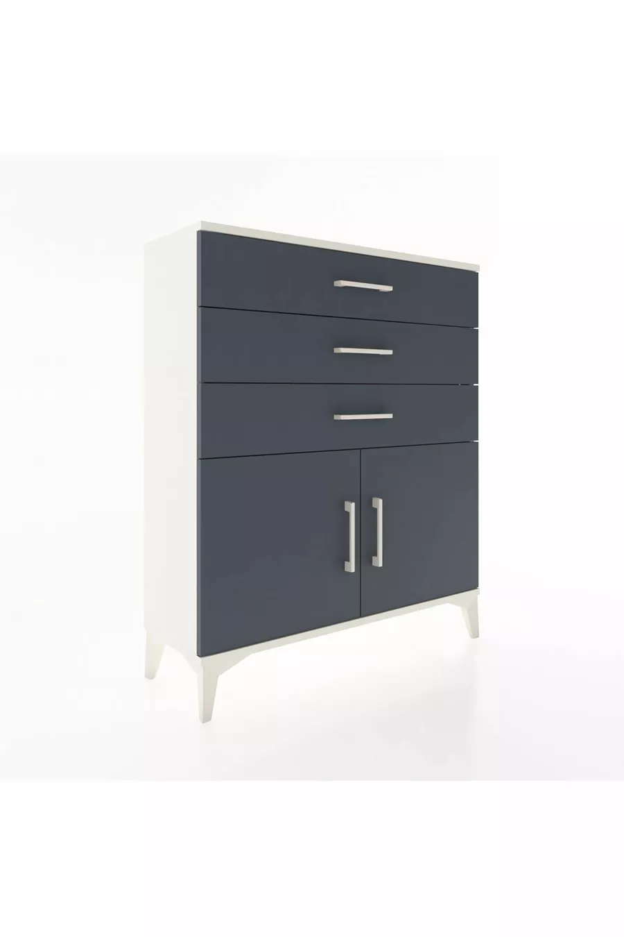Commode Arges avec une étagère, 3 tiroirs et 2 portes, Pierre de lune-Anthracite