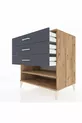 Commode Kronos à une étagère et trois tiroirs en pin-anthracite