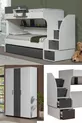 Lits superposés, Armoire pour lits superposés Aura avec 3 portes - Gris