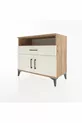 Commode Hyperion avec 2 étagères, 1 tiroir et 2 portes, pin-pierre d'onyx