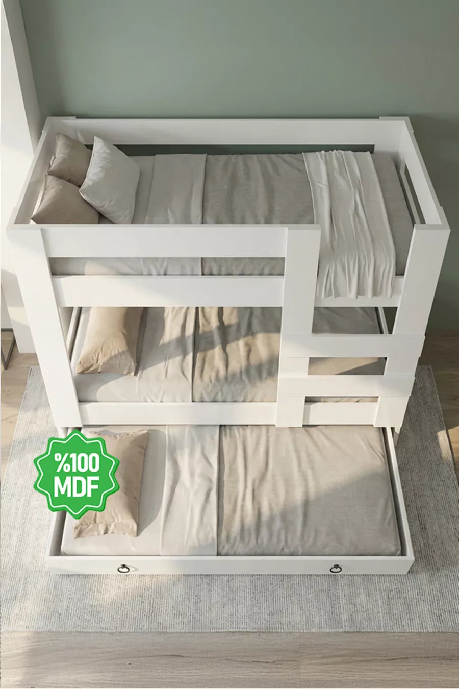 Ninnimo Jeune Blanc MDF  Lit Superposé Compatible avec Lit Enfant -1