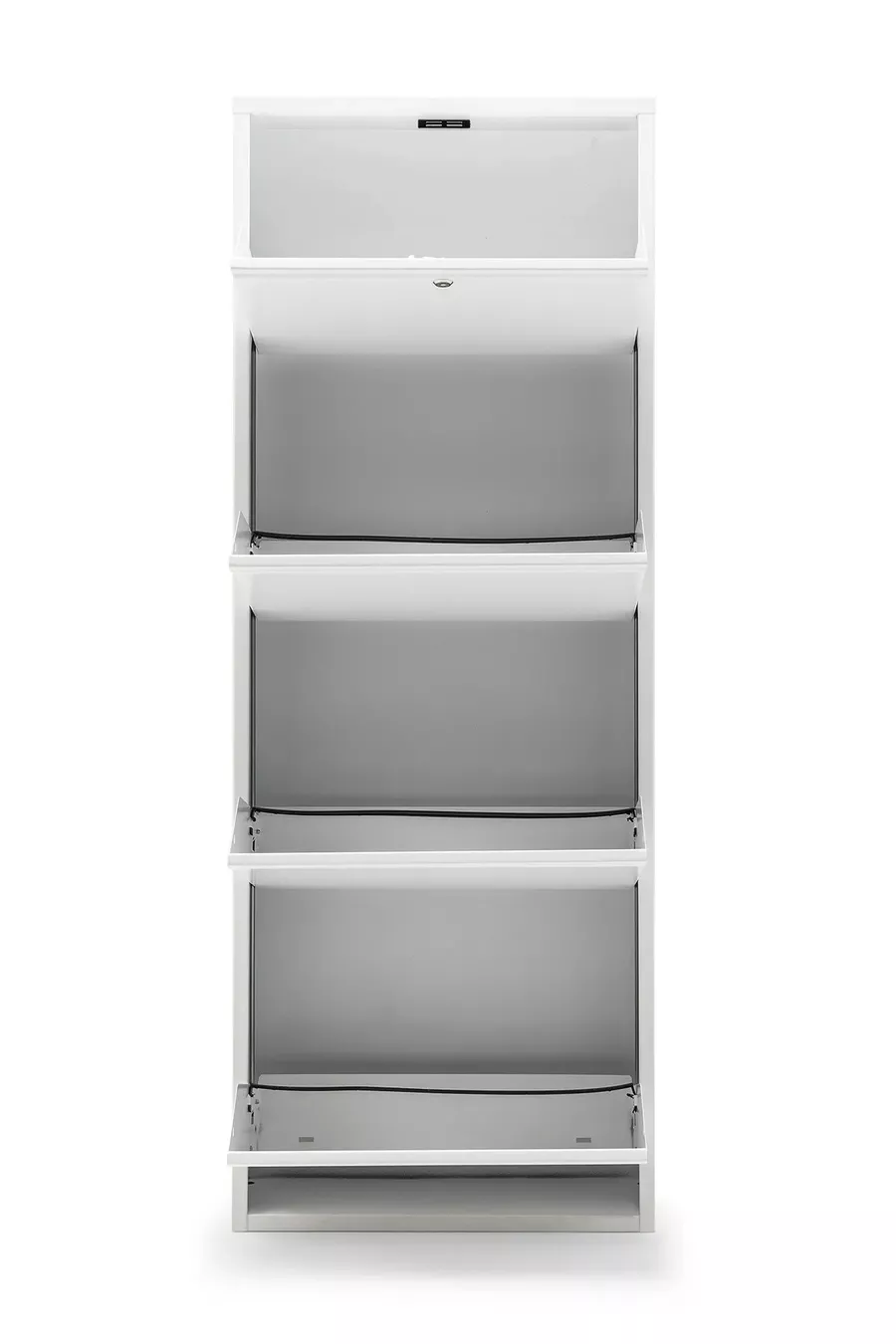 Porte-chaussures en métal verrouillable à 4 compartiments - Blanc - Ral 