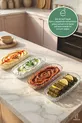Plateau de présentation en verre transparent 4 pièces, assiette de service, assiette pour petit-déjeuner, mezzé, en-cas, assiette ovale élégante
