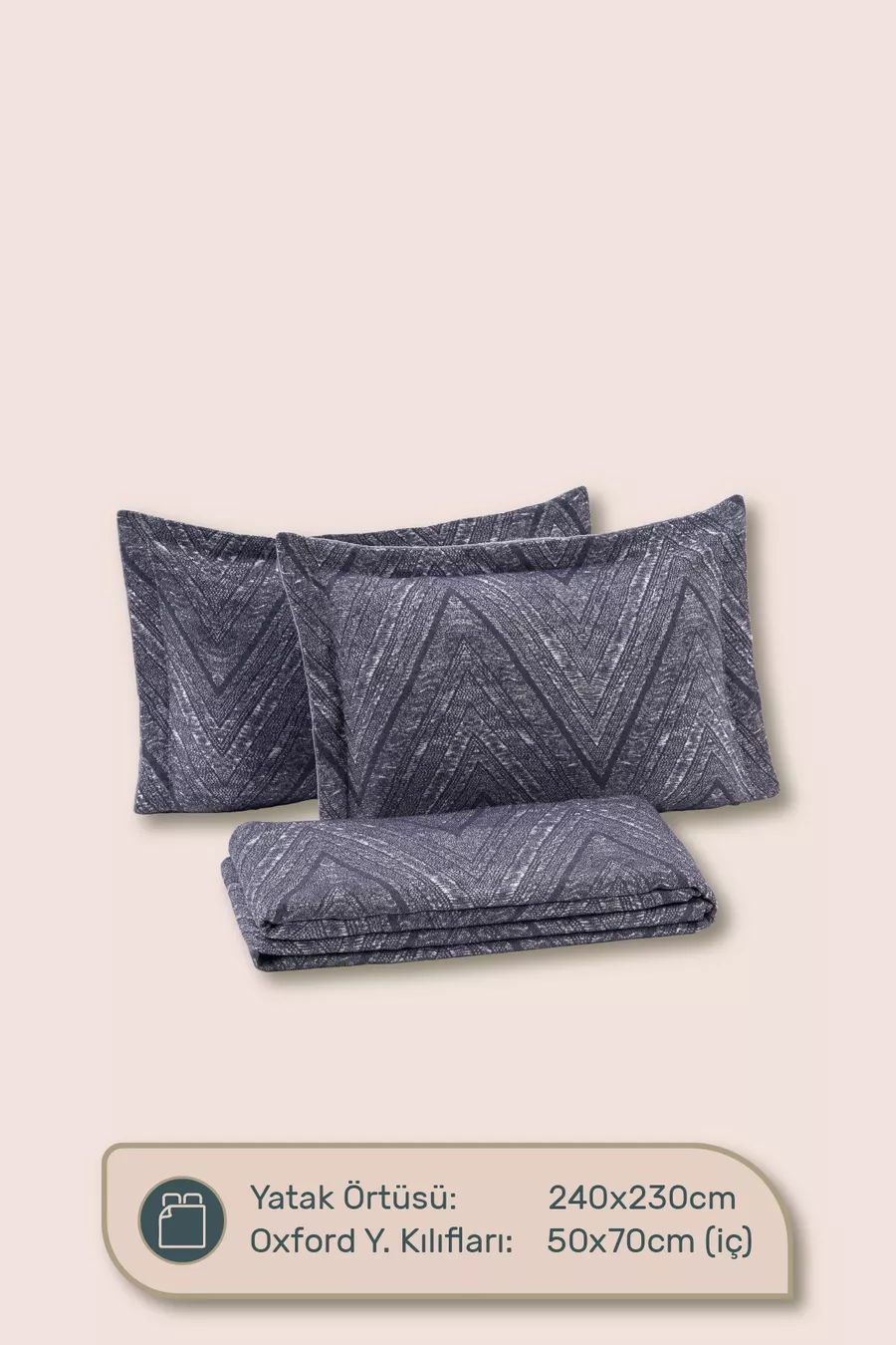 Ensemble de couvre-lit double Ada Bleu marine Couette quotidienne polyvalente - Boîte et emballage élégants