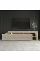 Meuble TV Beliz moderne à LED avec 3 portes et étagères –  cm - Motif travertin