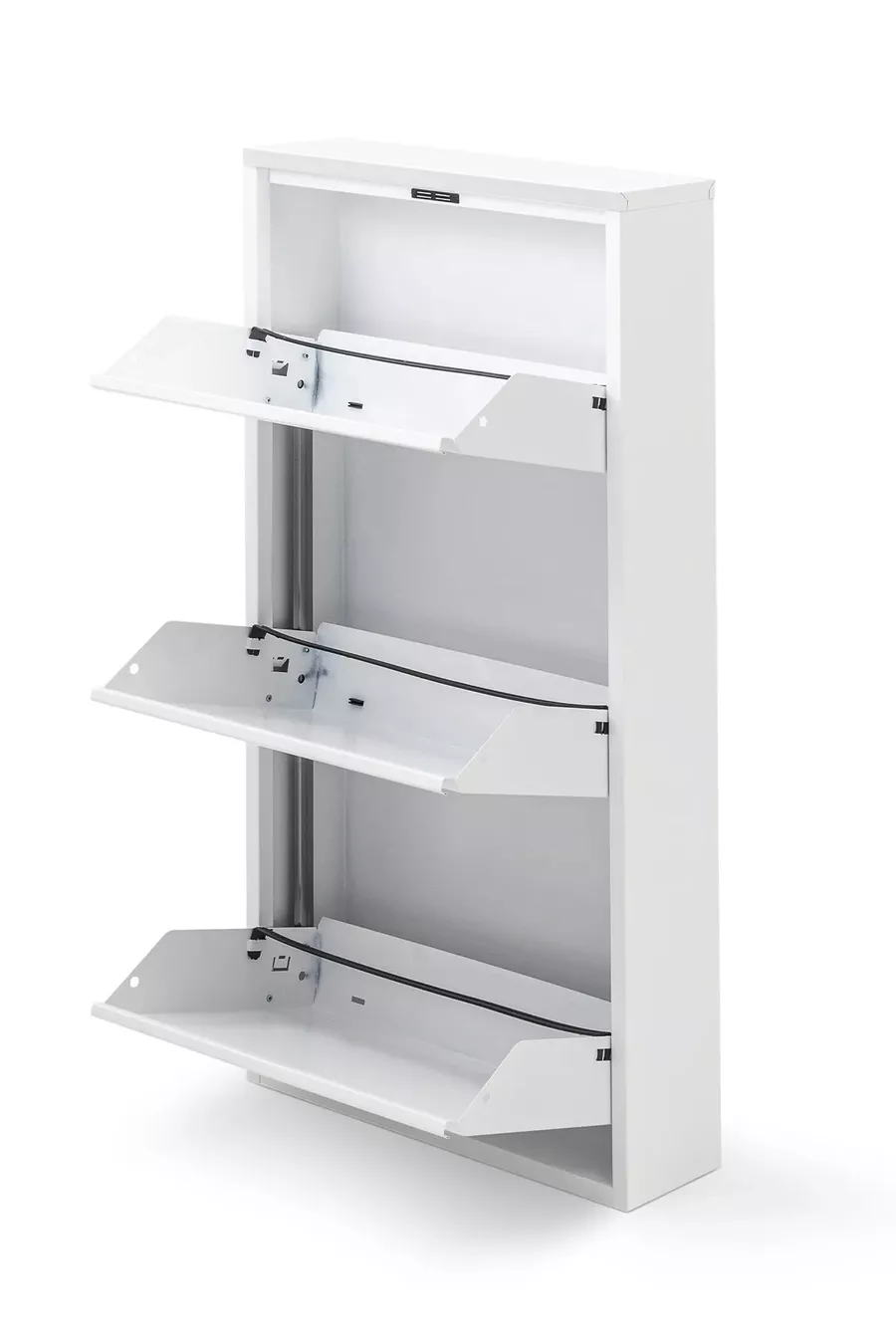 Porte-chaussures en métal verrouillable à 3 compartiments - Blanc - Ral 