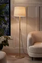 Lampadaire en métal à pied doré avec abat-jour crème Cora patiné pour salon, chambre à coucher & salle de séjour