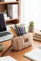 Étui polyvalent en peluche marron YUO – Lunettes, porte-stylo, trousse de maquillage, mini pochette