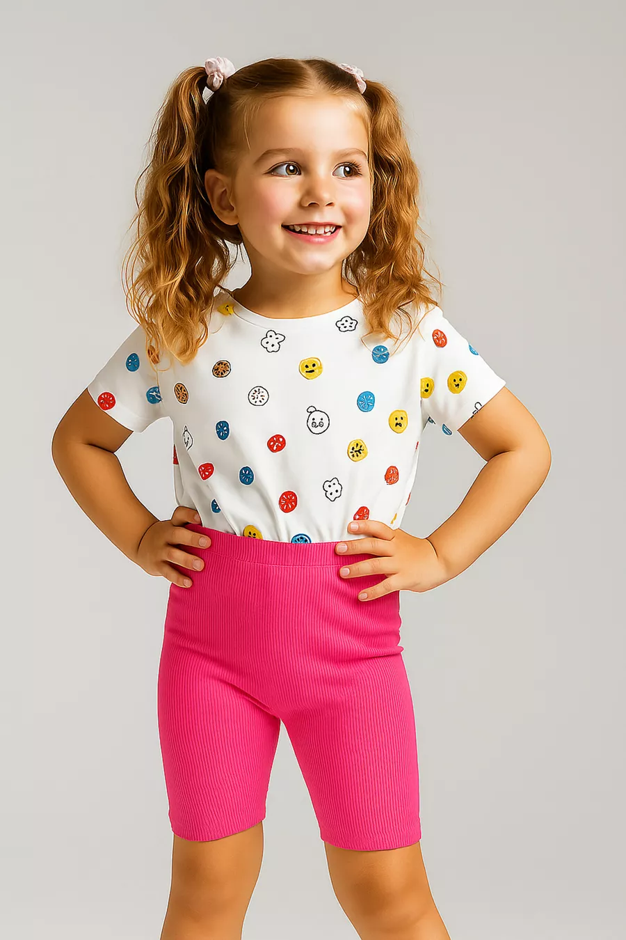 %  Coton Côtelé Kaşkorse Legging Court pour Fille avec Taille Haute Extensible