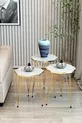 Table d'appoint en lot de 3 série Gold modèle hexagonal table d'appoint pieds en fil métallique