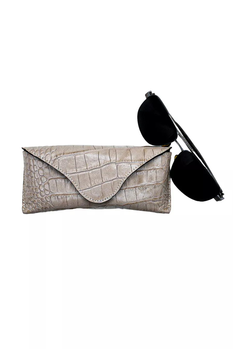 Étui à lunettes en cuir de crocodile pour hommes et femmes