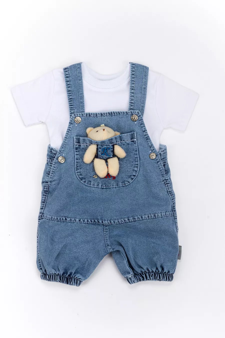 Ensemble Deux Pièces Salopette en Denim et T-shirt Blanc