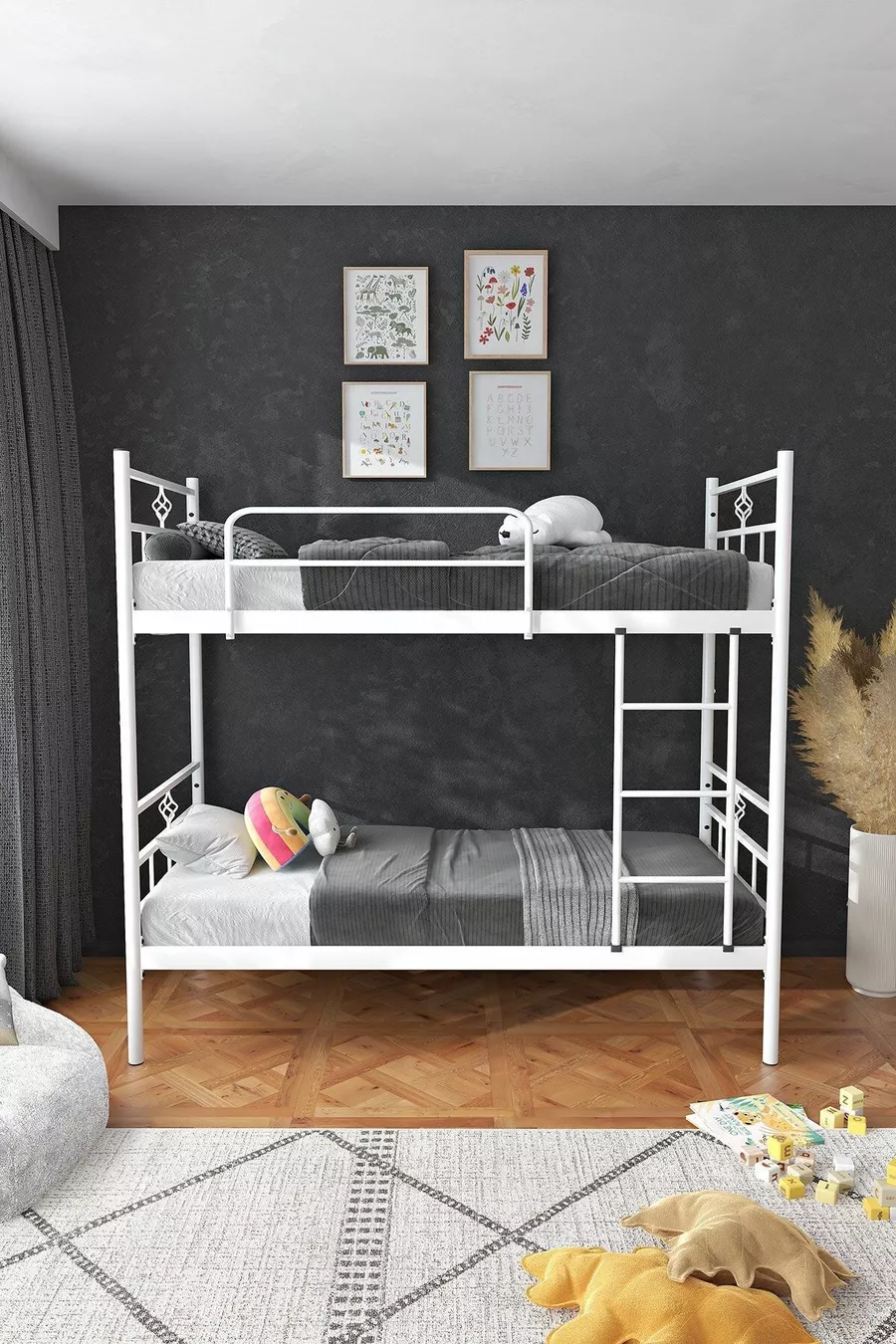 Koza Ranza Lit Superposé Compatible avec Matelas Blanc Métal Amovible