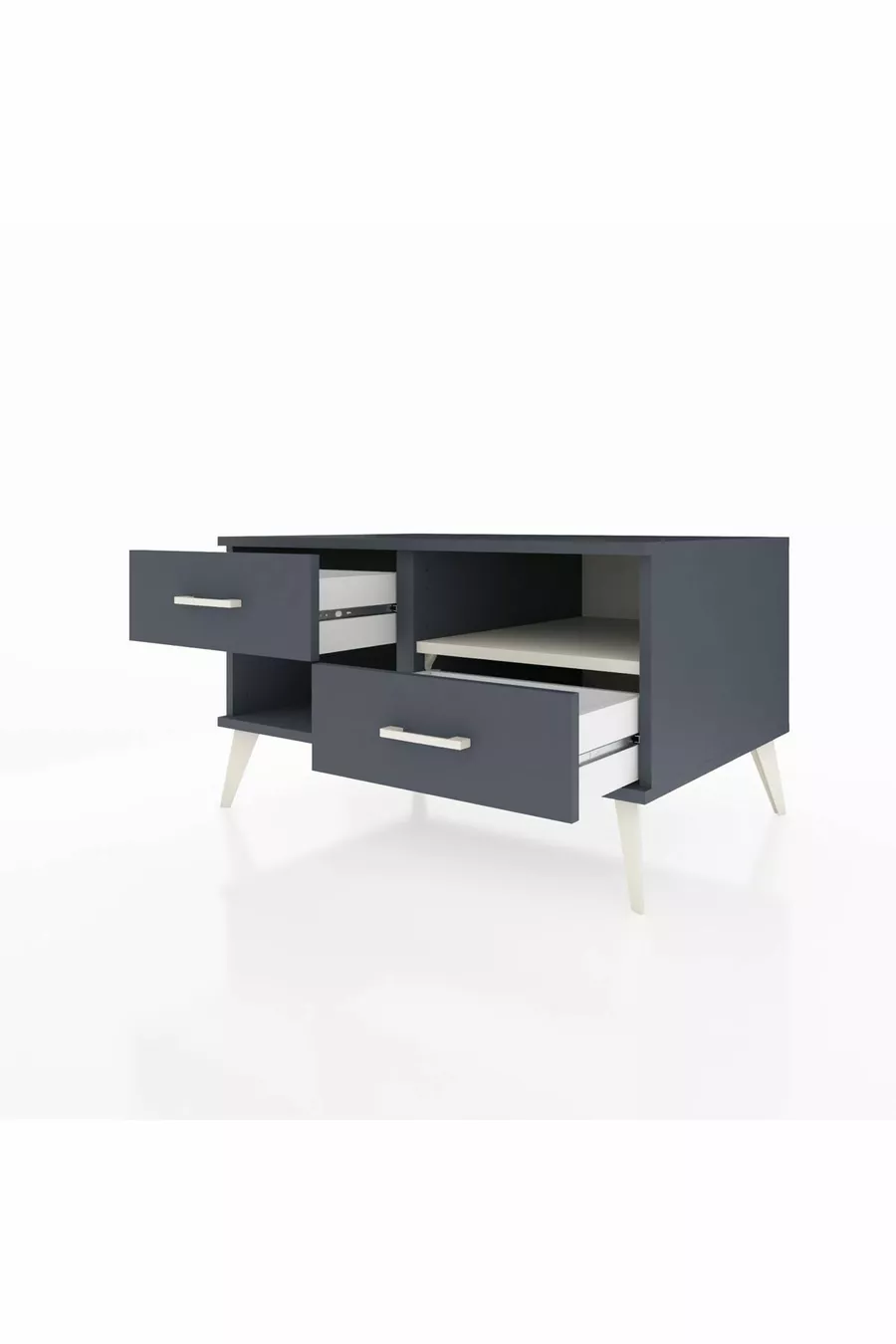 Commode Kronos à une étagère et 2 tiroirs Anthracite-Gris pierre/Anthracite