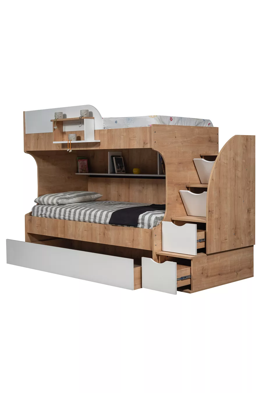 Lits superposés, Lit superposé Aura avec tiroirs - 3 matelas confort