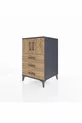 Table de chevet Kronos avec une étagère, 3 tiroirs et 2 portes, anthracite-pin